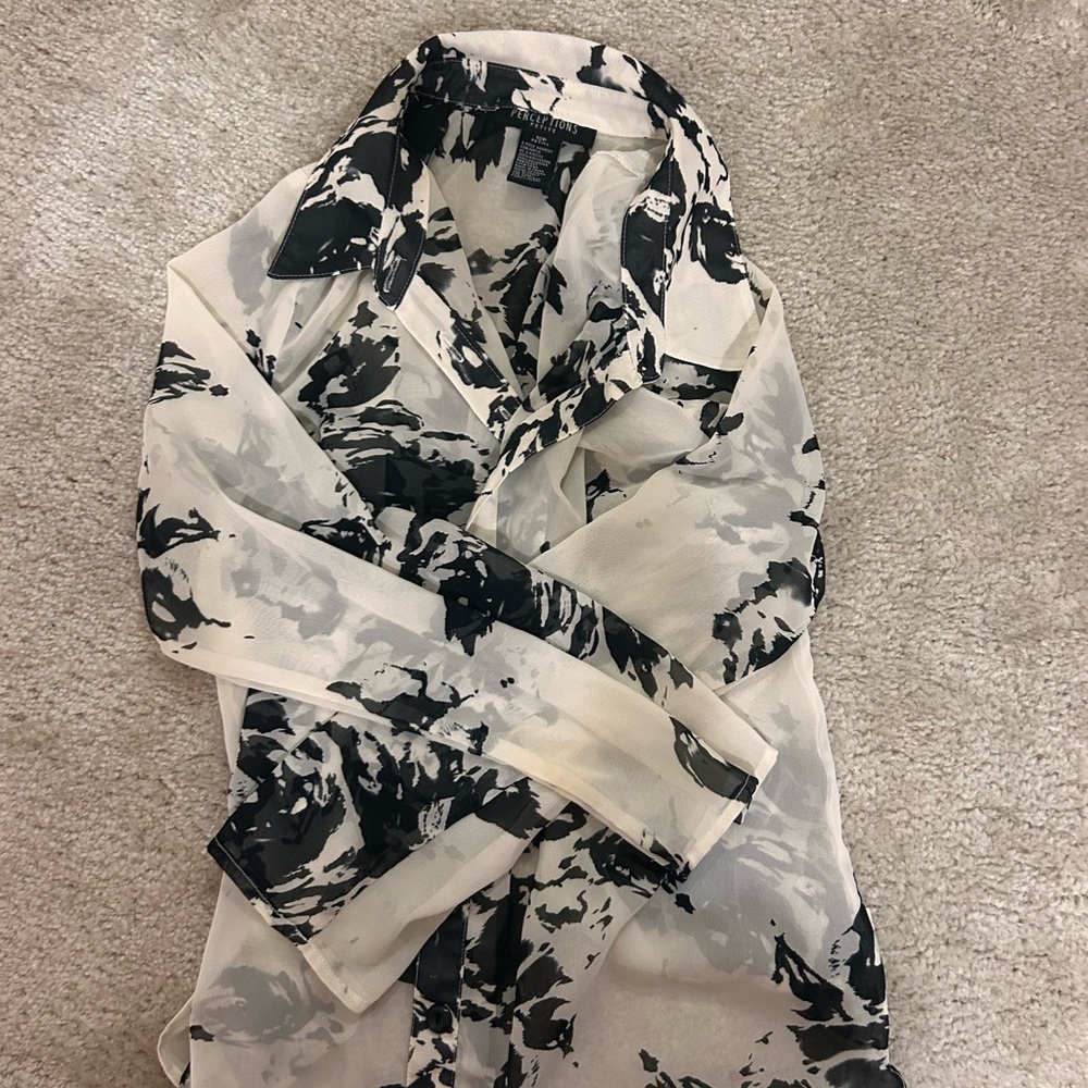 Sheer Black and White Blouse